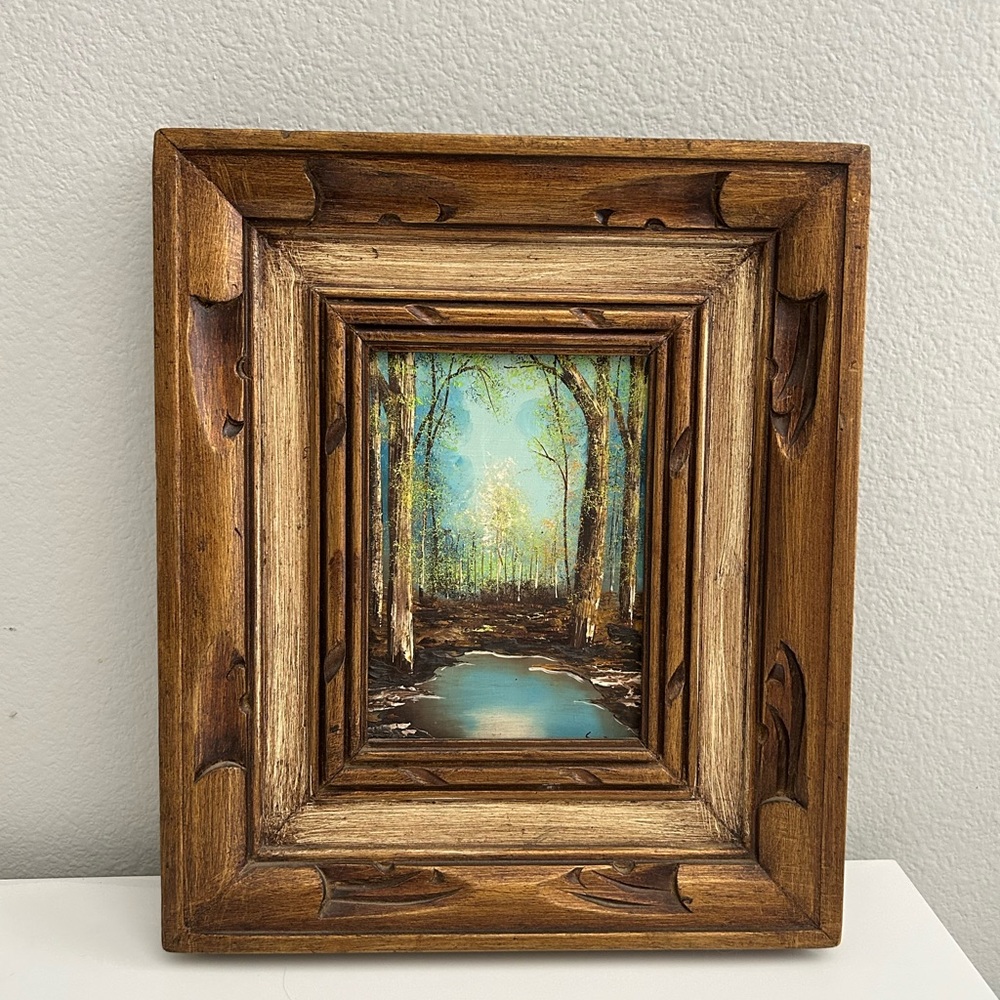 SOLD Rustic Framed Forest Scenery Art